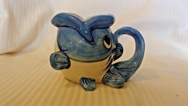 Blue &amp; White Ceramic Fish Creamer With handle From WCL 4&quot; Tall - $30.00