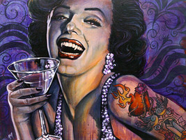 Marilyn Noir Lowbrow Art Canvas Giclee Print by Mike Bell 5 Sizes Marilyn Monroe - £59.95 GBP+