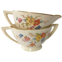 Edwin Knowles Sugar Creamer FLORAL SPRAY Porcelain Shabby Victorian Tea Party - $34.63