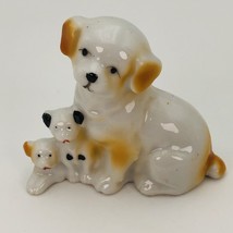 Mama Dog and 2 Puppies Ceramic Figurine 3 inch Made in Japan - £9.58 GBP