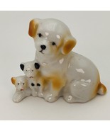 Mama Dog and 2 Puppies Ceramic Figurine 3 inch Made in Japan - £9.56 GBP