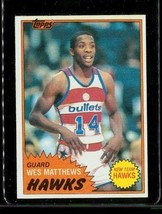 Vintage 1980-81 FLEER Basketball Trading Card #69 WES MATTHEWS Atlanta Hawks - £3.88 GBP