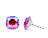 10mm Iridescent Swarovski Studs | Cushion Cut Earrings | Iridescent Red Crystal  - $35.00 10mm Iridescent Swarovski Studs | Cushion Cut Earrings | Iridescent Red Crystal  - $35.00