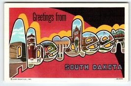 Greetings From Aberdeen South Dakota Large Letter Postcard Linen 1947 Cu... - £8.56 GBP