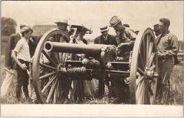 RPPC Soldiers Demonstrate Canon to Visitors Victorian Women Boy Men Postcard A29 - £23.55 GBP