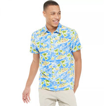 Corona Extra Tropical Island Button-Up Hawaiian Shirt Blue - £19.59 GBP