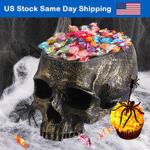 Halloween Skull Head Candy Bowl Artificial Resin Decor Flower Pot Plant Holder - £30.51 GBP