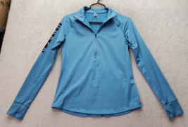 Under armour Activewear Shirt Women&#39;s Medium Blue Polyester Long Sleeve Half Zip - £16.95 GBP