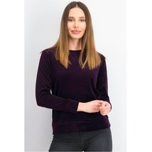 Karen Scott Womens Petite PM Marquis Purple Velour Crewneck Sweatshirt N... - £15.31 GBP