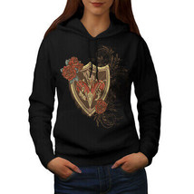 Wellcoda Heart Shield Rose Womens Hoodie, Lust Casual Hooded Sweatshirt - £29.22 GBP