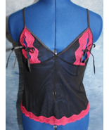 Victoria&#39;s Secret Red Lace Black Sheer Mesh Lingerie Camisole Open Nippl... - £12.47 GBP