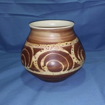 Vtg Aviemore Art Pottery Brown Geometric Swirl Vase Scotland Mid Century MCM - £15.03 GBP