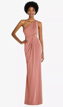 Dessy TH100...One-Shoulder Twist Draped Maxi Dress...Desert Rose...Size S...NWT - £59.85 GBP