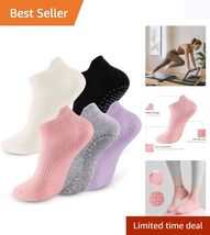 Breathable Cotton Spandex Pilates Socks - 5 Pairs in Chic Colors for Wor... - $10.84