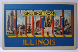 Greetings From Chicago Illinois Large City Letter Postcard Linen Tichnor Unused - £12.96 GBP
