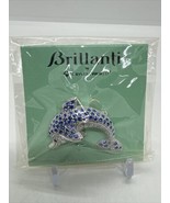 Brillanti by Crystal World 2005 Blue Dolphin Pin Brooch  W/Swarovski Cry... - £36.62 GBP