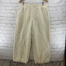 Lane Bryant Linen Blend Pants Womens Sz 14/16 Khaki Stretch Waist Drawstring - £19.77 GBP