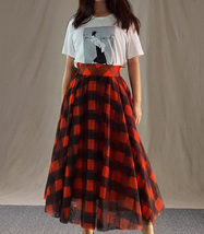 BLACK PLAID Tulle Skirt Outfit Women Plus Size A-line Tulle Midi Skirt image 12