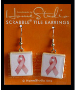 Breast Cancer Awareness Scrabble Tile Earrings by HomeStudio Arts (#9123) - $380.13 MXN