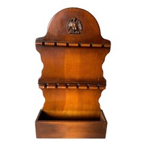 Vintage 1970s Wooden Spoon Rack with Embossed Eagle - 18&quot; Wall Decor Hankie Hold - £29.48 GBP