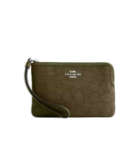 New Coach CW862 Corner Zip Wristlet Signature Jacquard Olive Drab - $50.86 CAD
