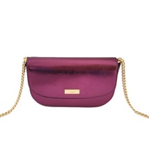 Kate Spade KI955 Krista Metallic Leather Flap Crossbody Handbag Dark Ras... - $83.52