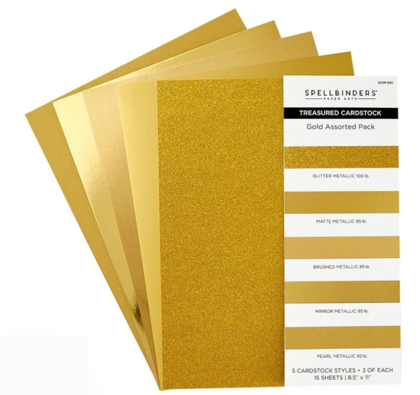Treasured Cardstock Gold Asst Pack Spellbinders Paper Arts - $9.50