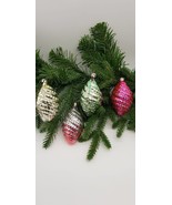 Vintage Set of 4 Spiral Cones Christmas Decorations Glass Ornaments - £23.60 GBP