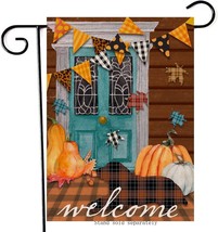 Welcome Home Decorative Fall Pumpkin Garden Flag, Maple Leaves House Yard 12x18 - £10.41 GBP