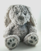 Hug Fun Plush Bunny Rabbit Grey With Bow Tie Embroidered Paws 10.5&quot; - £10.23 GBP