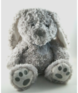 Hug Fun Plush Bunny Rabbit Grey With Bow Tie Embroidered Paws 10.5" - $12.99