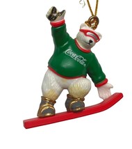 Coca Cola Christmas Tree Ornament Polar Bear Snowboarding 1.75 Inch Tall... - £11.16 GBP