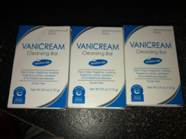 LOT of 3 Vanicream Cleansing Bars for Sensitive Skin 3.9 OZ Free of Dyes 3 Bars - £20.45 GBP