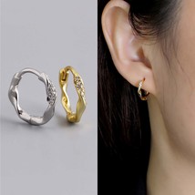 Dainty Twisted Huggie Hoop Earrings Small Everyday Wear Hoops Fine Jewelry - £10.30 GBP