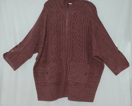 Simply Noelle Brand JCKT222Z Womens Mauve Zippered Sweater Jacket Size XXL - £39.90 GBP