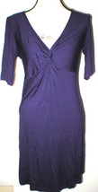 New Three Dots Dark Purple L Womens Dress Viscose Short Sleeve V Neck USA  - £109.56 GBP