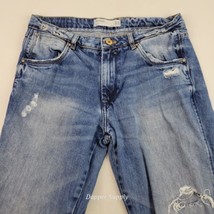 Zara TRF Distress Jeans Women Size 4 Blue Denim - £15.06 GBP