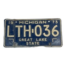 Vintage 1973 Michigan License Plate  Navy Blue Great Lake State Man Cave Garage - £11.08 GBP