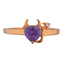 1.05CT Simulated Amethyst &amp; Diamond Devil Heart Ring in 14Kt Yellow Gold Plated - £168.17 GBP