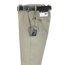 Bocaccio Uomo Boy&#39;s Taupe Flat Front Dress Pants with a Brown Belt Sizes... - £19.97 GBP