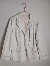 Chico&#39;s White Faux Leather Blazer Statement Jacket Women&#39;s Size 2 - $648.14 MXN