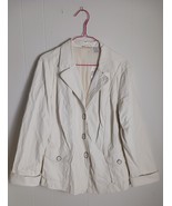 Chico&#39;s White Faux Leather Blazer Statement Jacket Women&#39;s Size 2 - $648.14 MXN