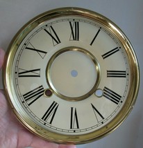 Vintage Clock Face Hand Wind Off White &amp; Brass Parts 8 1/4&quot; Roman Numerals - £21.79 GBP