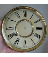 vintage CLOCK FACE hand wind OFF WHITE &amp; BRASS parts 8 1/4&quot; ROMAN NUMERALS - £21.31 GBP