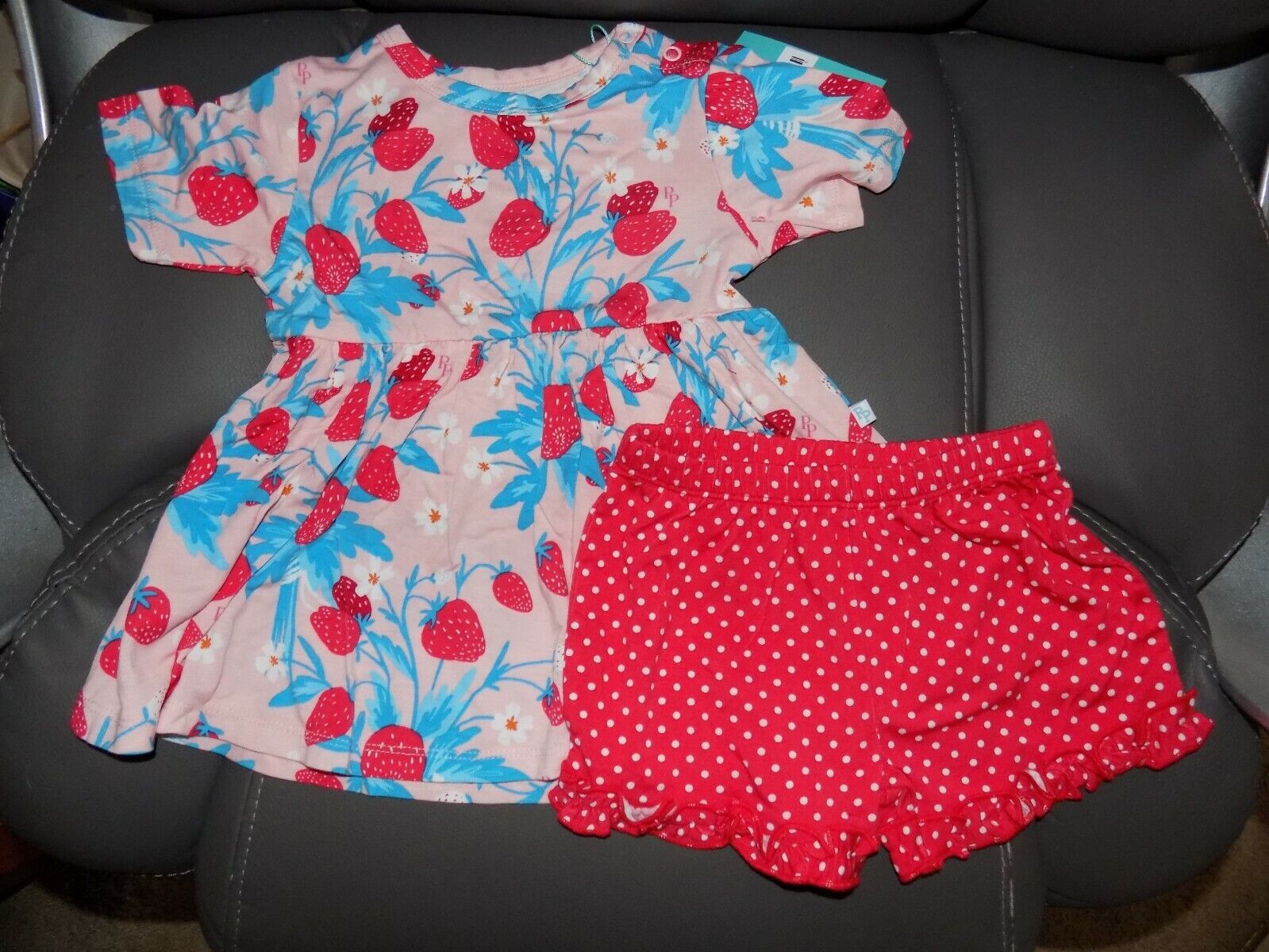 POSH PEANUT STRAWBERRY SS PEPLUM SHORTS SET SIZE 2T MONTHS GIRL&#39;S NEW - $109.20