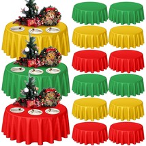 12 Pcs Christmas Round Disposable Table Cover 84&quot; Assorted Color Tablecloth Red  - £39.70 GBP