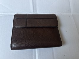 Buxton Genuine Leather Wallet Clutch With Kiss Lock Coin Change Brown - £14.62 GBP