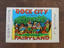 Vintage ROCK CITY Georgia Jolly Gnomes Fairyland Post Card Decal - Unused - £11.17 GBP