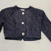 Lizzy B. RN#74972 Women's Blue/White 3-Button Cropped Blazer Jacket Chest 37 image 12