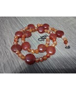 Vintage 925 Sterling Silver S Hook Carnelian Stone Beaded Necklace 18&quot; L... - €40,24 EUR